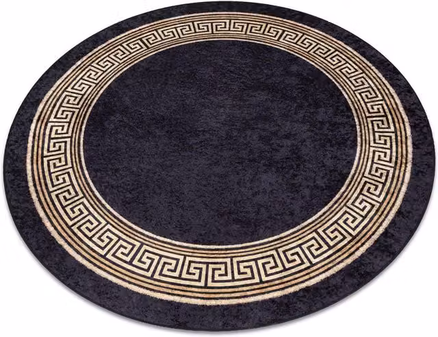 RugsX Miro Round Black Polyester Rug, Diameter: 80 cm
