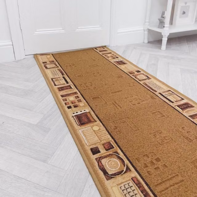 runrug Jena Hallway Runner Rug in Beige, Non-Slip and Hardwearing, W: 80 cm, L: 150 cm