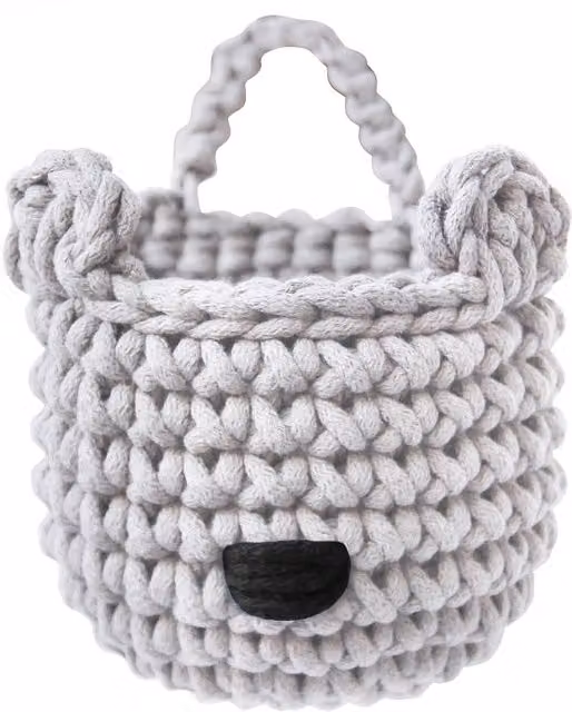 Zuri House Bear Basket in Grey with Handles