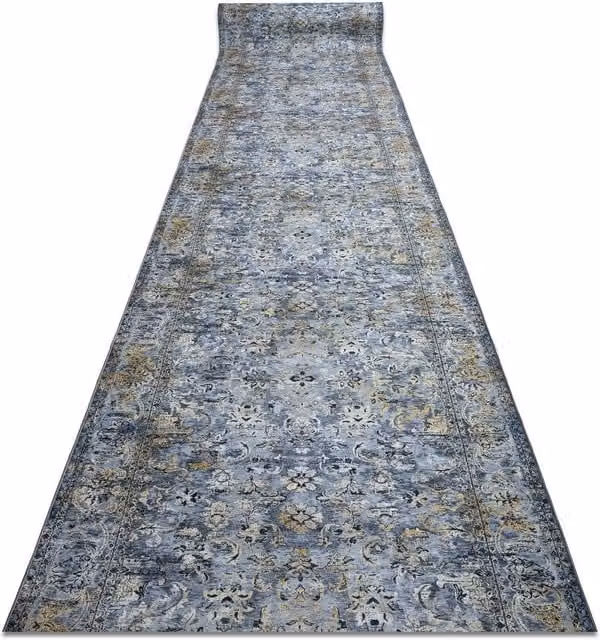 RugsX Lotus Anti-Slip Grey Oriental Runner, W: 60 cm, L: 360 cm