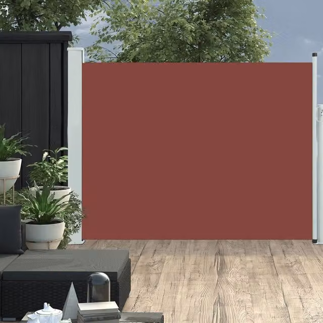 Berkfield Home Patio Retractable Side Awning in Brown and Grey, W/H: 500 x 140 cm