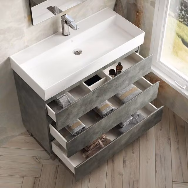 Banyetti Vatilla 1000mm Floorstanding Bathroom Vanity with Veneto 1 Basin in Grey Cemento