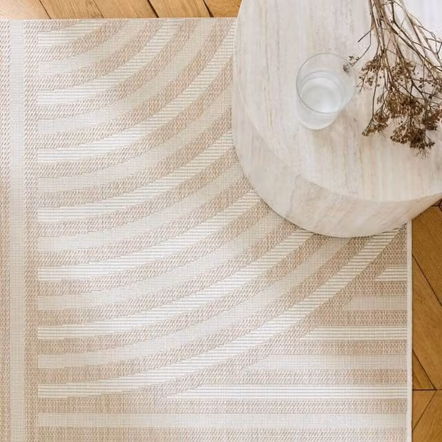 sweeek Indoor/Outdoor Flat Weave Rug with Beige Arch Pattern, W: 120 cm, L: 170 cm