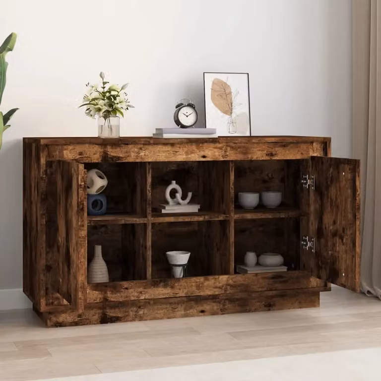 Berkfield Home Smoked Oak Sideboard in Brown, W/D/H: 102 x 35 x 60 cm