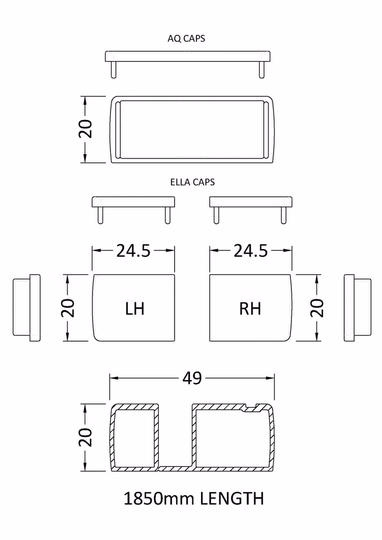 Balterley Profile Extension Kit for Wetroom Accessories in Brushed Brass, Length: 185 cm