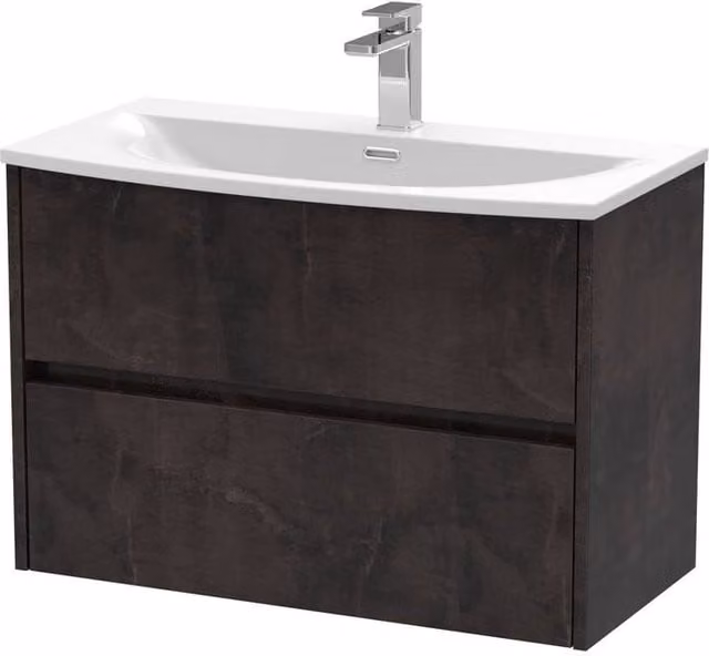 Balterley Modern Wall Mounted 2 Drawer Bathroom Vanity Unit with Basin in Matt Grey, W/D/H: 81 x 44 x 56.4 cm