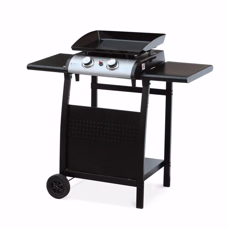 Sweekeek 2-Burner Steel Serving Trolley Cart in Black