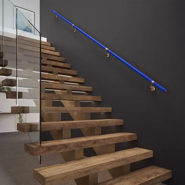 Rothley Deep Blue Premium Easy Install Indoor Modern Round Stair Handrail Kit, 2.4m
