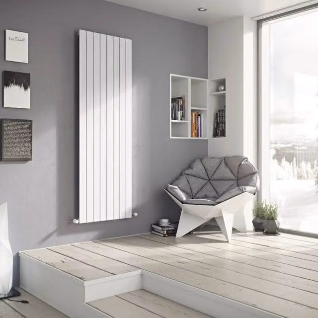 Bathroom Kingdom Mars White Double Flat Panel Vertical Radiator W: 60 cm, H: 82 cm