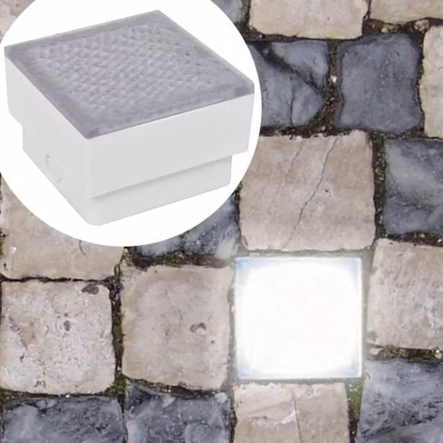 Berkfield Home White LED Inground Recessed Garden Light, W/D/H: 10 x 10 x 6.8 cm