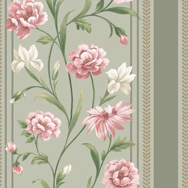 Belgravia Raya Floral Botanical Wallpaper in Green