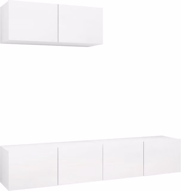 Berkfield Home 3-Piece White Matt MDF Wall-Mounted Living Room TV Cabinet Set