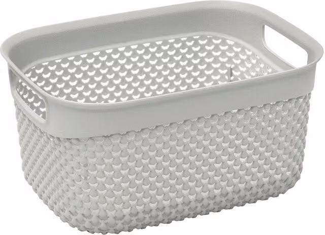 JVL Droplette Plastic Storage Box, 3.3L, Grey, W: 12 cm, D: 24 cm, H: 18 cm