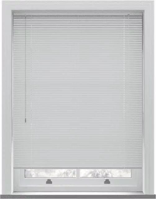NewEdgeBlinds White PVC Venetian Blind with 25mm Slats, W: 152 cm, H: 205 cm