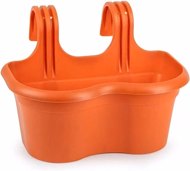 SPETLEK 2 x Hanging Railing Planter Window Box in Terracotta