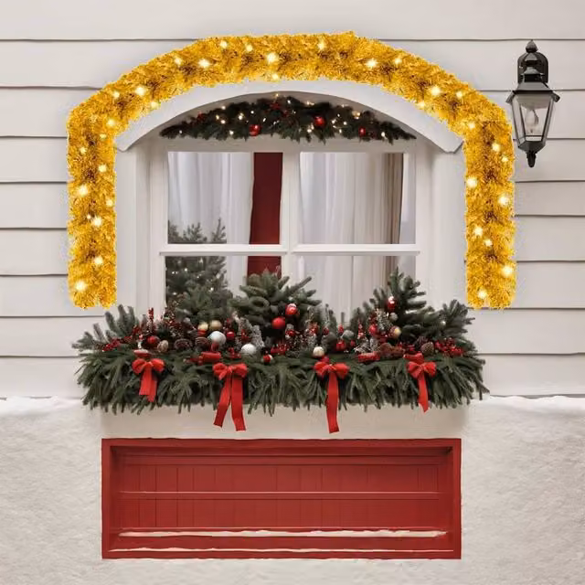 Berkfield Home Christmas Garland with LED Lights in Gold