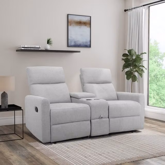 Dorel Daoulas Adjustable Double Recliner in Light Grey