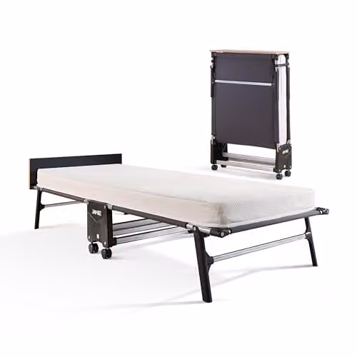 Jay-Be Rollaway Folding Guest Bed with Black Foam Memory Mattress, W/D/H: 80 x 190 x 24 cm