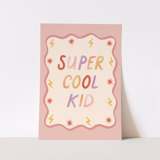 Kid of the Village Abstract Typography Fine Art Paper Print, Pink and Multicolour, W: 50 cm, H: 70 cm
