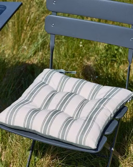 Dibor Set of 4 Green Cotton Quilted Reversible Water Repellent Indoor Outdoor Garden Chair Seat Pads W: 40 cm, D: 40 cm, H: 40 cm