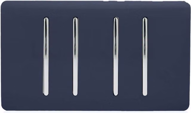 Trendi 4 Gang Light Switch (1x 2 Way & 3x Intermediate) 10 Amp, Navy Blue