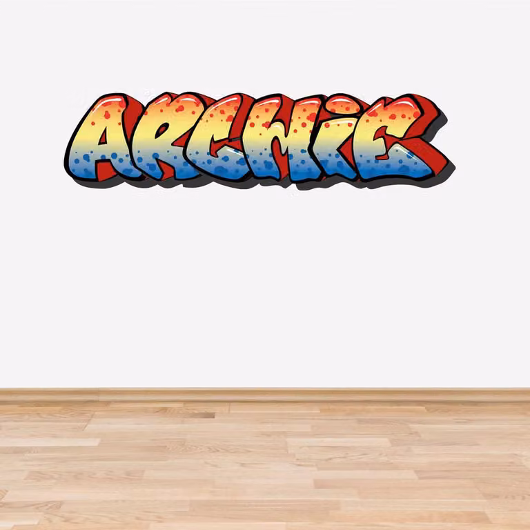 60 SECOND MAKEOVER Personalised Graffiti Name Wall Sticker Decal, Multicolour, Width: 60 cm