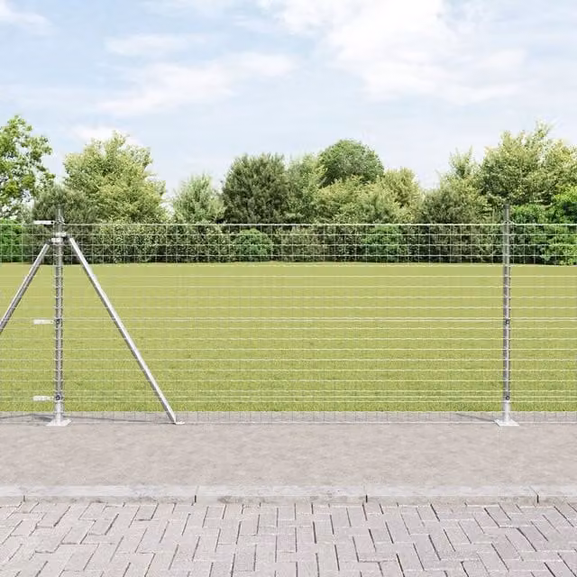 Berkfield Home Set of 52 Square Galvanised Steel Fence Posts in Silver, W/D/H: 3.2 x 3.2 x 110 cm
