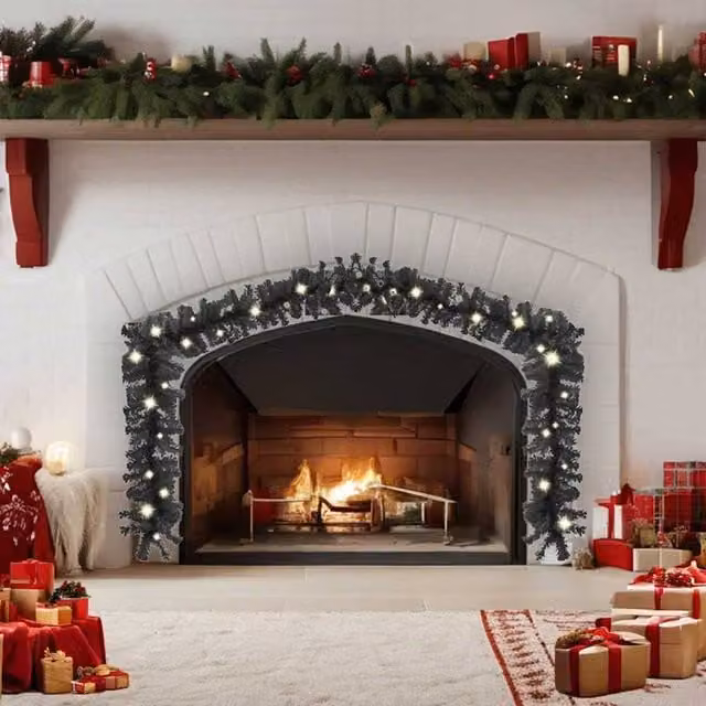 Berkfield Home Christmas Garland with Warm White LED Lights, 20 m, Black