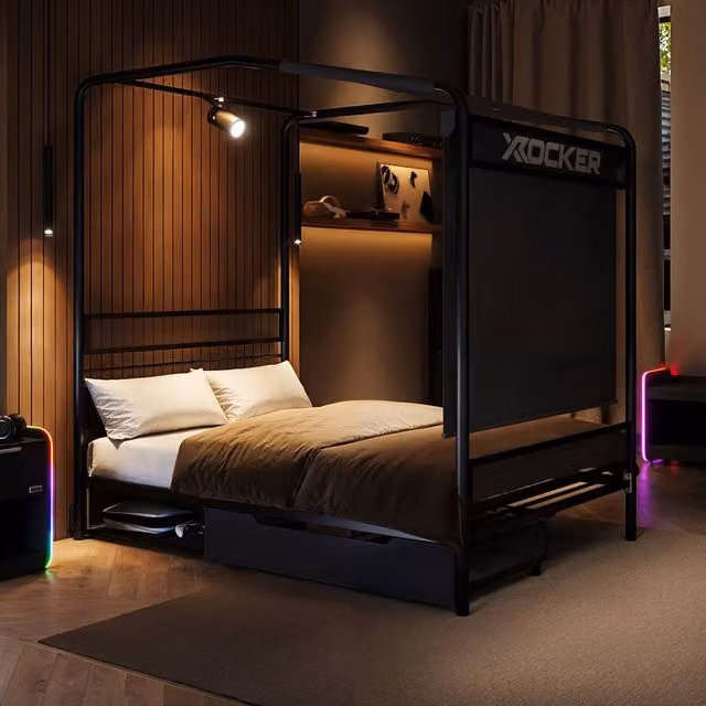 X Rocker Skyline Double Gaming Bed with HD Projector and 60 inch Screen in Black