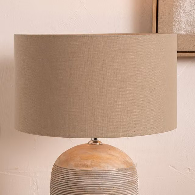 Pacific Lifestyle Cylinder Fabric Lampshade in Brown, Beige and Taupe, Diameter: 45 cm