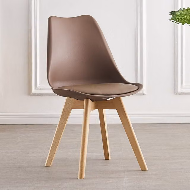 Life Interiors Set of 4 Lorenzo Retro Dining Chairs with Padded Synthetic Leather Seats in Brown