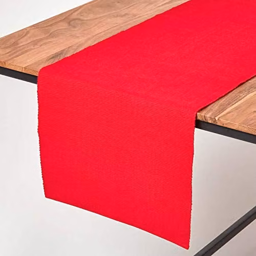 Homescapes Plain Cotton Table Runner in Red, W/D/H: 44 x 178 cm