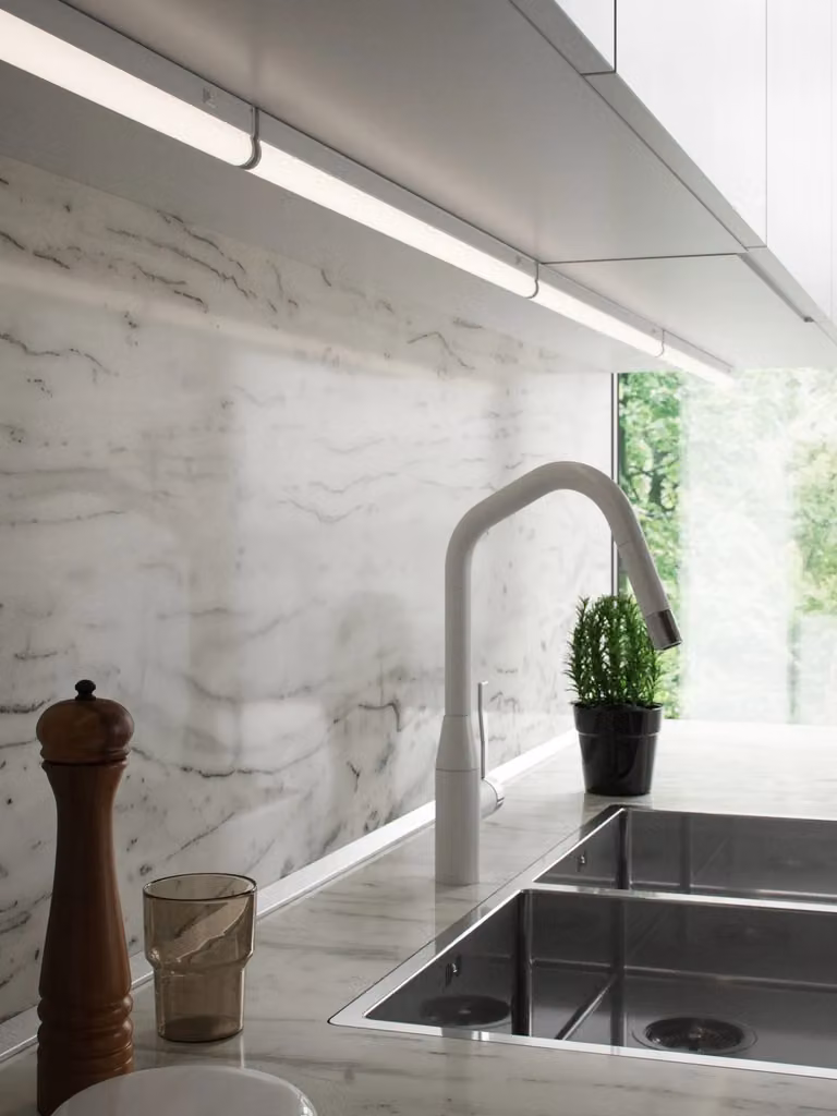 Nordlux Latona White LED Under Cabinet Kitchen Bar Light, Dimmable and Connectable, Mains Powered