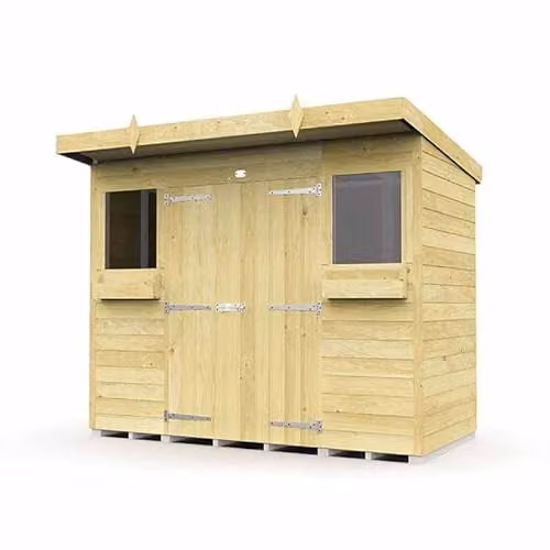 Buttercup Farm Rustic Wood Pent Summer Shed in Brown, W: 243 cm, D: 118 cm, H: 201 cm