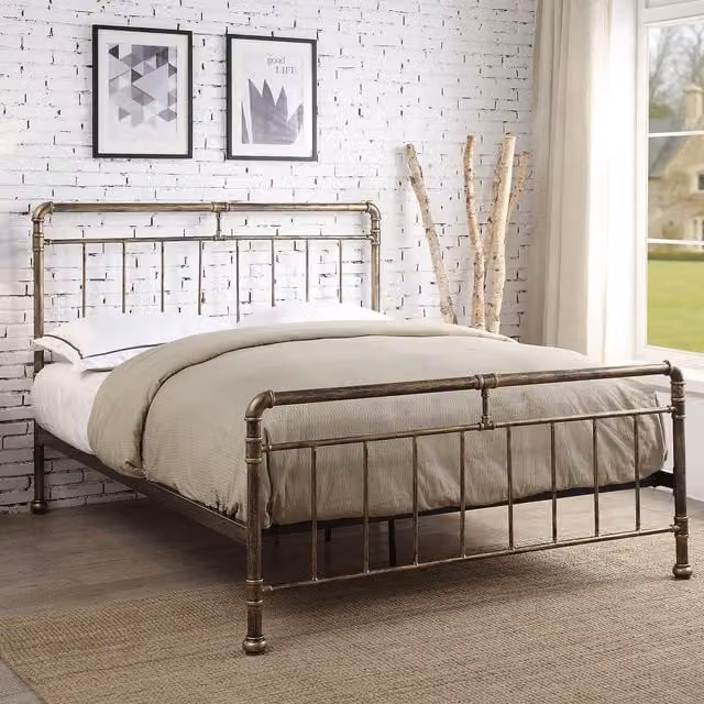 Flintshire Furniture Cilcain Metal Bed in Antique Bronze, King Size (180 x 200 cm)