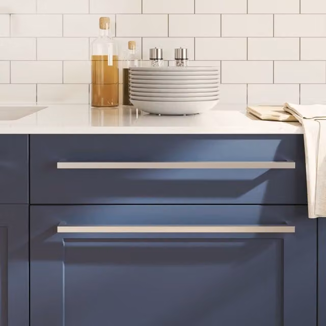 Berkfield Home Brushed Silver Stainless Steel Bar Cabinet Handles, 10 Pack, Length: 48 cm