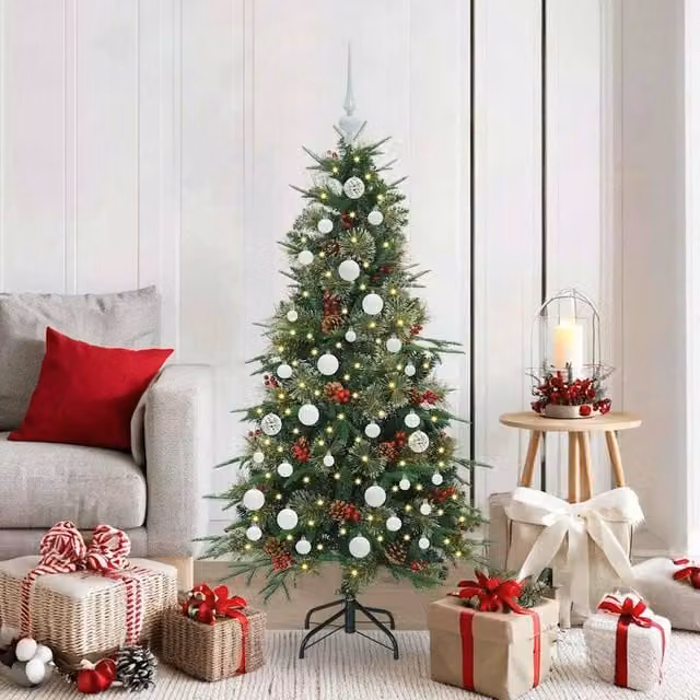Berkfield Home Green Artificial Hinged Christmas Tree, Height: 150 cm