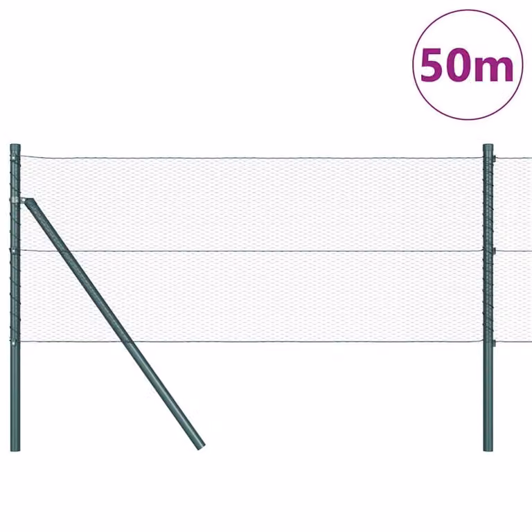 Berkfield Home Green PVC-Coated Steel Hexagon Fence, W: 0.4 m x L: 50 m