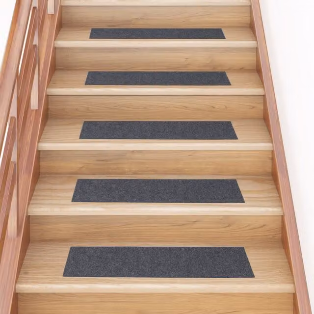 Berkfield Home Self-adhesive Rectangular Stair Mats, 15 Pieces, Light Grey, W: 76 cm, D: 20 cm