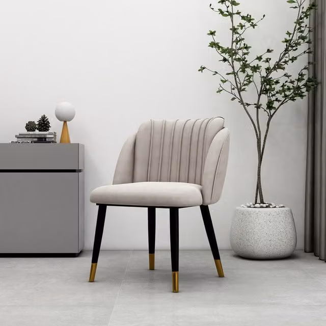 Life Interiors Milano Set of 4 Velvet Dining Chairs in Grey with Gold Metal Accents