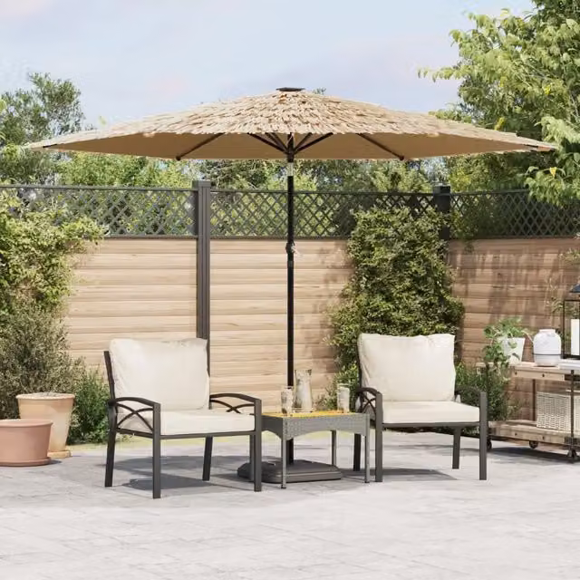 Berkfield Home Brown Garden Parasol with Steel Pole, W/D/H: 288 x 288 x 225 cm