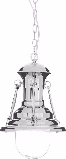 Fifty Five South Orsina Small Chrome Lighthouse Pendant Light with Transparent Glass Dome Shade
