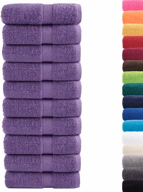 Berkfield Home SOLUND Premium Cotton Terry Guest Towels, Purple, 10 Pack, W: 30 cm, H: 50 cm, 600 gsm