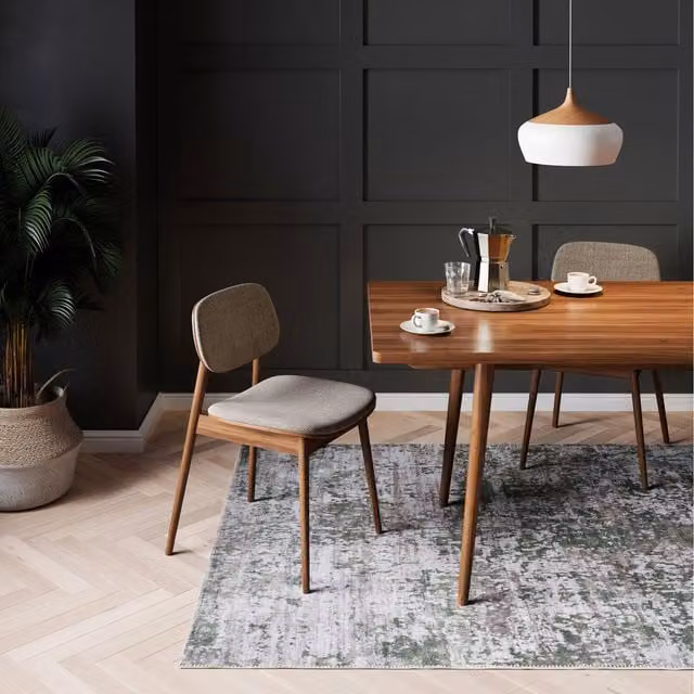 The Rug House Green Abstract Vintage Distressed Washable Non-Slip Cotton Area Rug, W: 170 cm, D: 120 cm