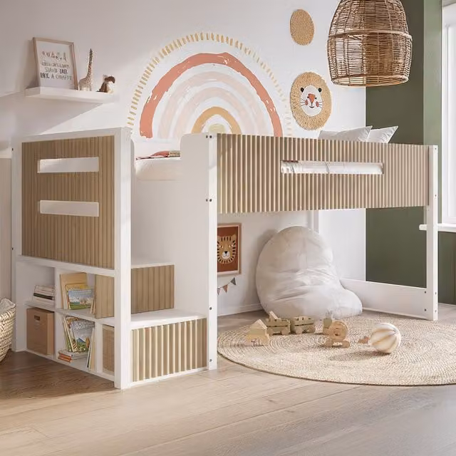 Flair Luca Mid Sleeper Ribbed Bed in White