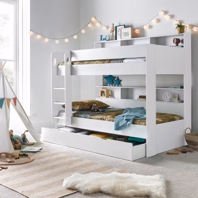 Bedmaster Olly White Storage Bunk Bed Frame with Drawers