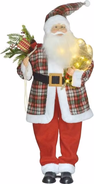 HOMCOM 120cm Animated Christmas Santa Claus Figure with Sound and Lights in Red, Green and White