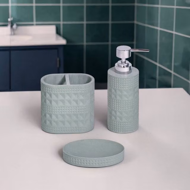 Showerdrape Maison 3 Piece Bathroom Accessory Set in Green, White or Grey