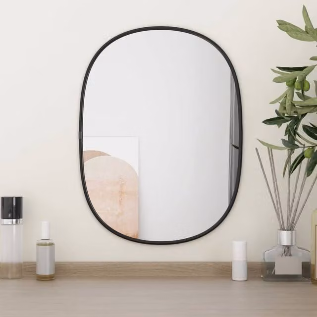 Berkfield Home Rectangular Wall Mirror in Black, W: 40 cm, H: 30 cm