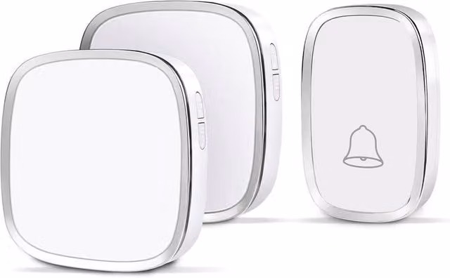 Kelvenix Wireless Waterproof Mains Doorbell with 1 Transmitter and 2 Receivers, White